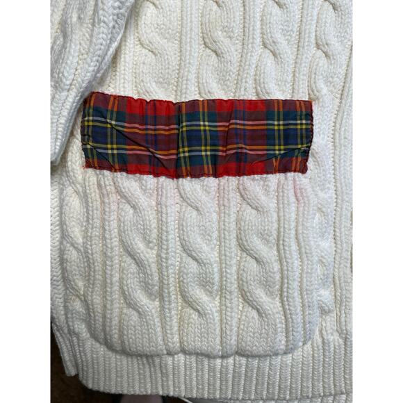 Adrienne Vittadini Sport Vintage Cream Cable Cardigan Sweater S - Picture 7 of 9